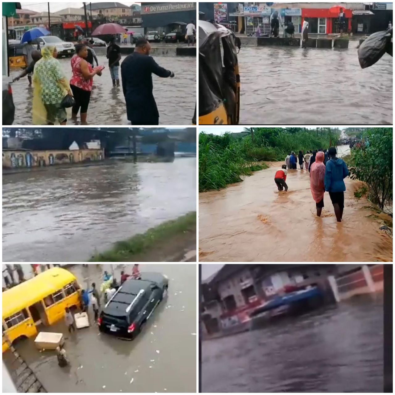Flooding across Lagos on Saturday after a downpour