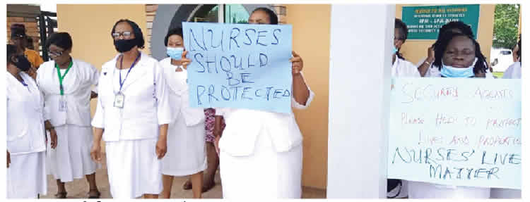 A protesting nurse